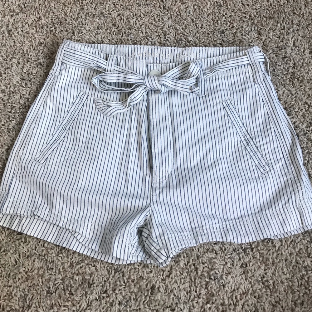 Blue and white striped shorts